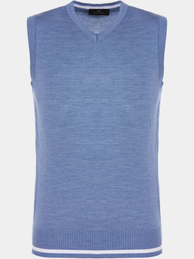 Daniel Springs basic slipover Pullunder Strick denim