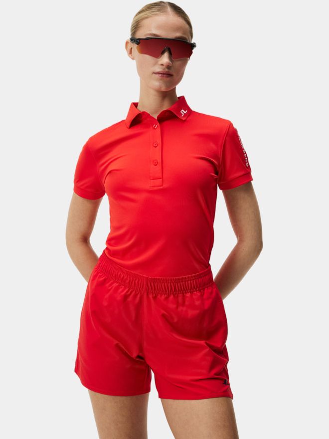J.Lindeberg Tour Tech Halbarm Polo rot