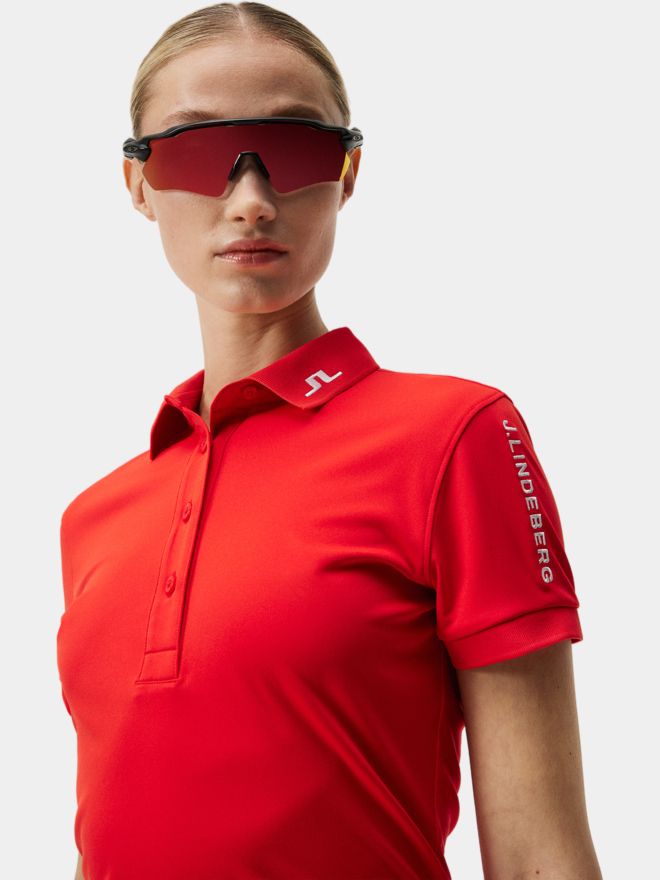 J.Lindeberg Tour Tech Halbarm Polo rot
