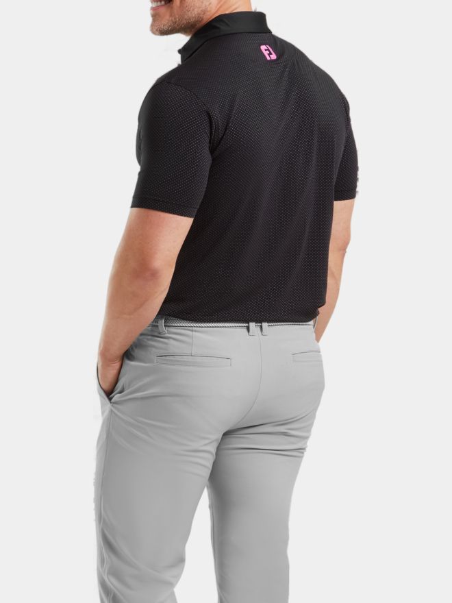 FootJoy Jacquard Dot Halbarm Polo schwarz