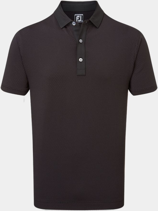 FootJoy Jacquard Dot Halbarm Polo schwarz
