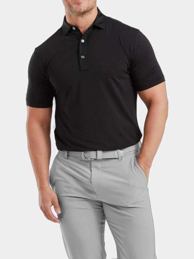 FootJoy Jacquard Dot Halbarm Polo schwarz