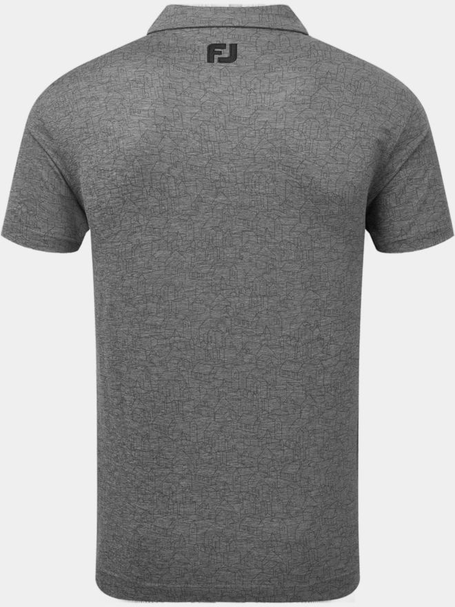FootJoy Scottish Town Print Halbarm Polo grau
