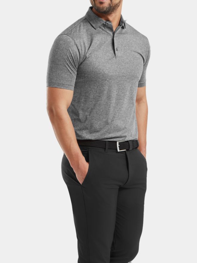 FootJoy Scottish Town Print Halbarm Polo grau