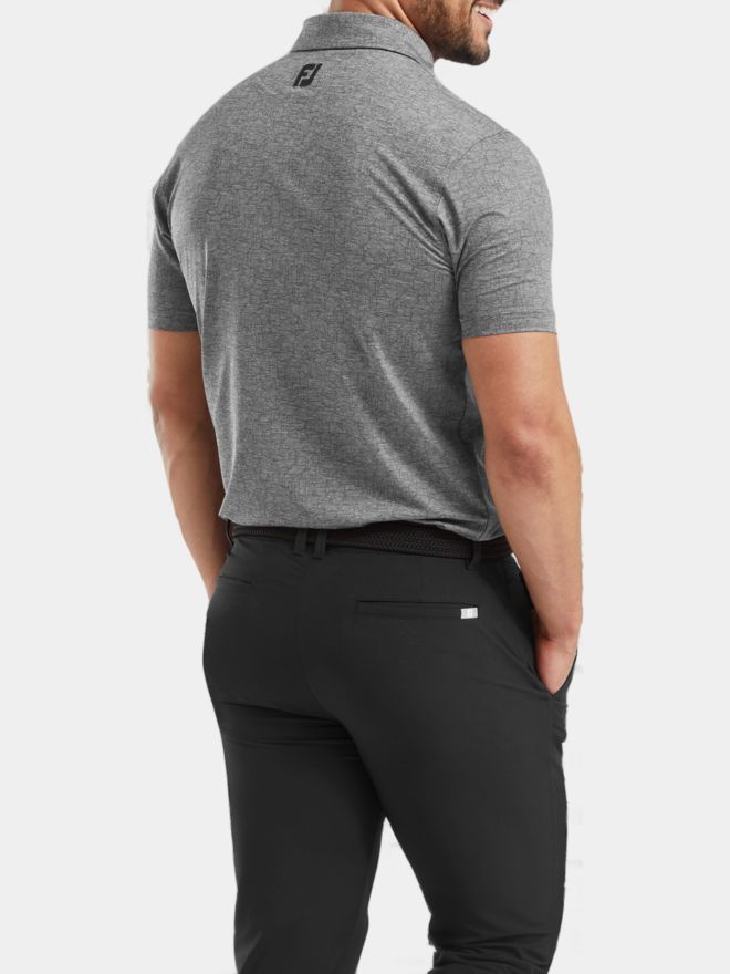 FootJoy Scottish Town Print Halbarm Polo grau