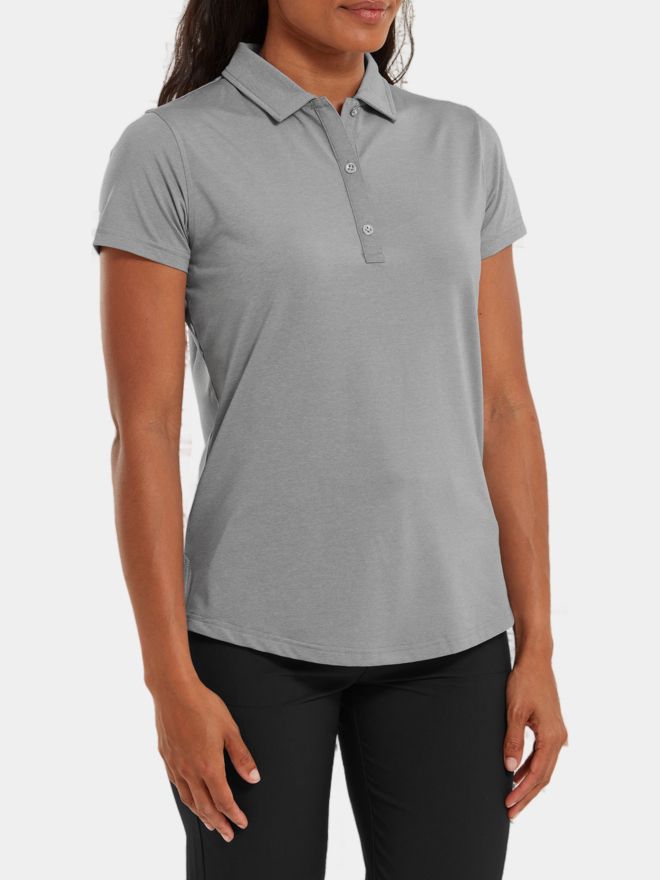 FootJoy Heather Self-Collar Halbarm Polo hellgrau