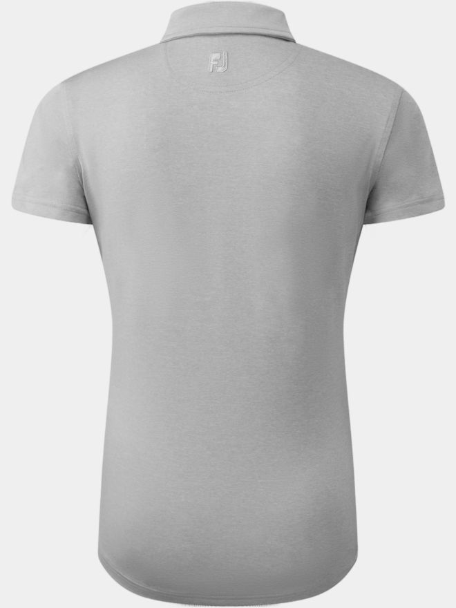 FootJoy Heather Self-Collar Halbarm Polo hellgrau