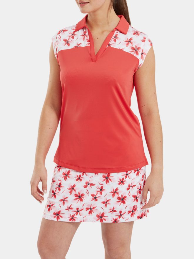 FootJoy Cap Sleeve Blocked Floral Print Lisle rot