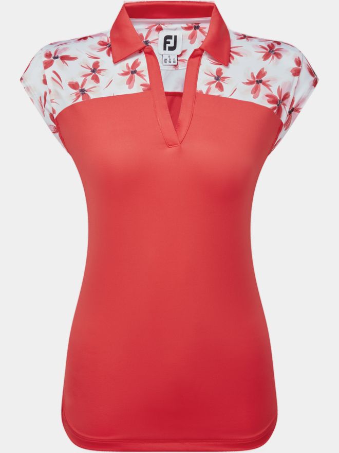FootJoy Cap Sleeve Blocked Floral Print Lisle rot