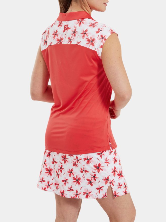 FootJoy Cap Sleeve Blocked Floral Print Lisle rot