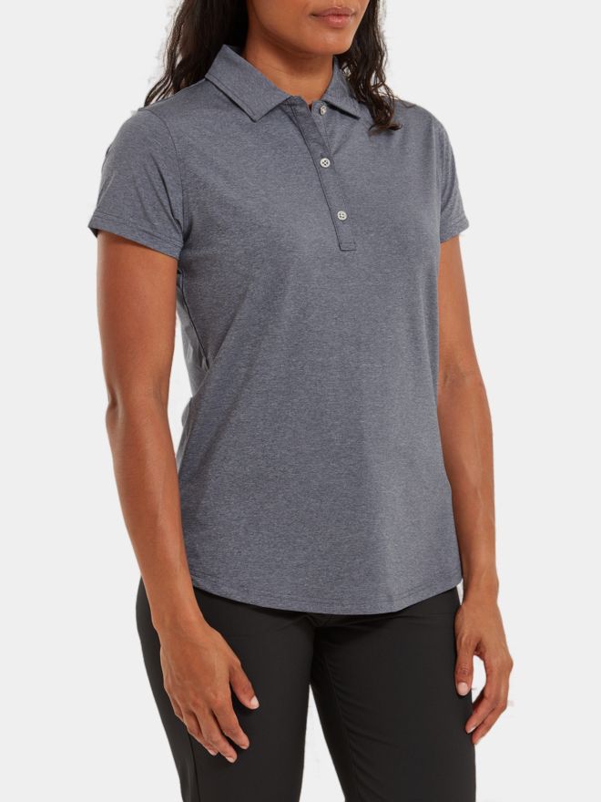 FootJoy Heather Self-Collar Halbarm Polo grau
