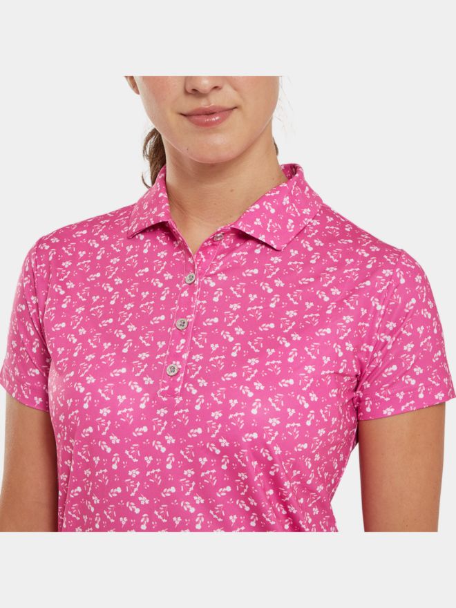 FootJoy FLORAL PRINT Halbarm Polo pink