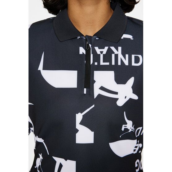 J.Lindeberg  Amila Print Top Half Sleeve Polo black