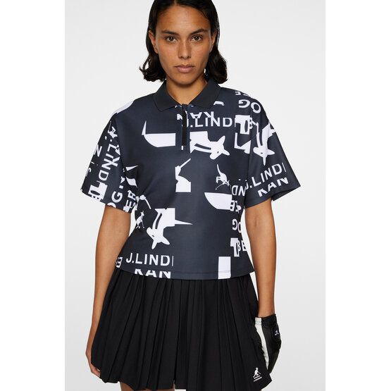 J.Lindeberg  Amila Print Top Half Sleeve Polo black