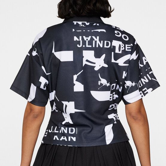 J.Lindeberg Amila Print Top Halbarm Polo schwarz