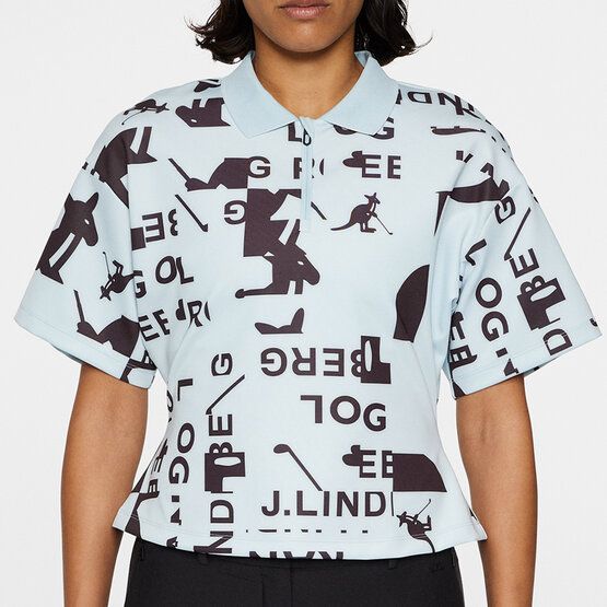 J.Lindeberg Amila Print Top Halbarm Polo blau