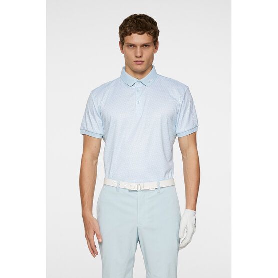 J.Lindeberg Tour Tech Print Halbarm Polo hellblau