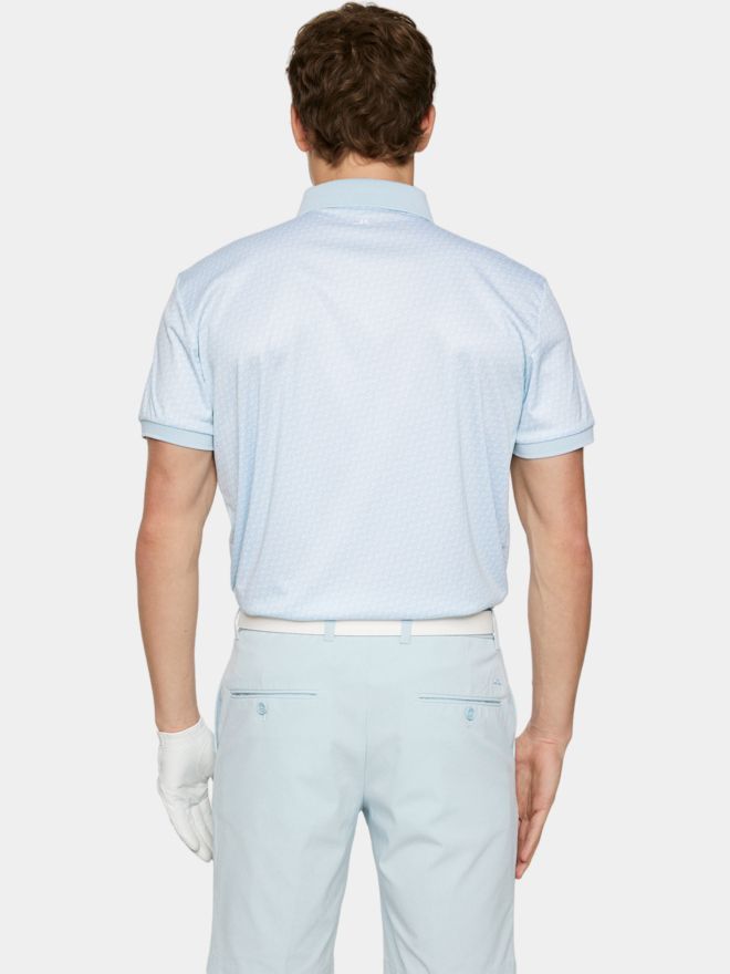 J.Lindeberg Tour Tech Print Halbarm Polo hellblau