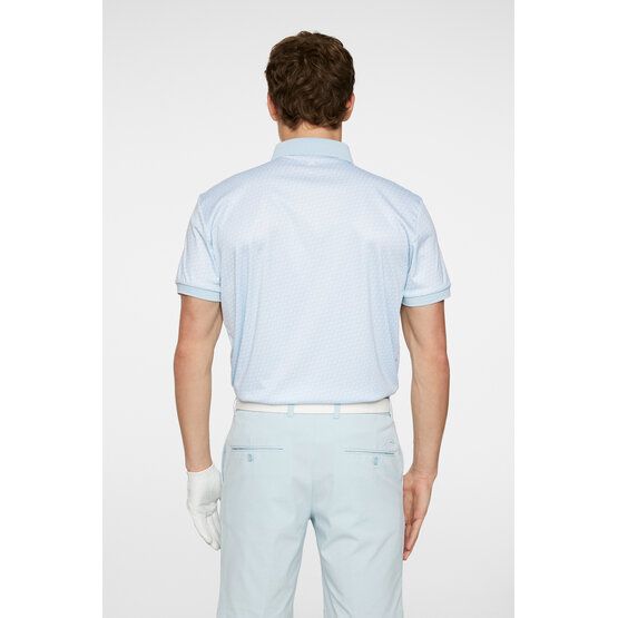 J.Lindeberg Tour Tech Print Halbarm Polo hellblau