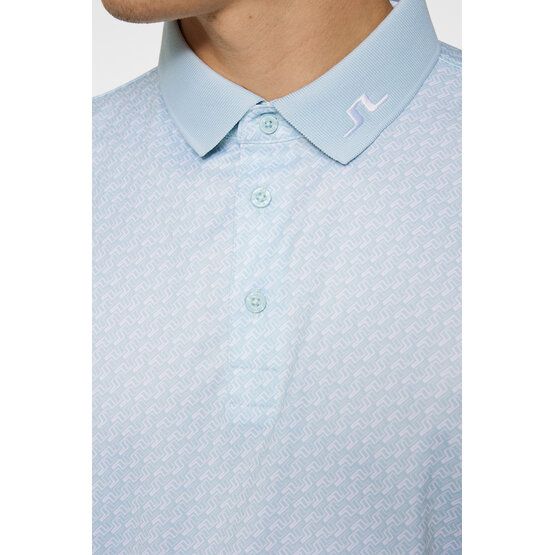 J.Lindeberg Tour Tech Print Halbarm Polo hellblau