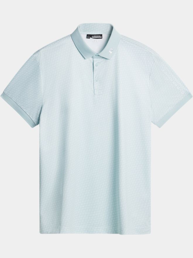 J.Lindeberg Tour Tech Print Halbarm Polo hellblau