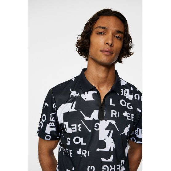 J.Lindeberg Miro Print Halbarm Polo schwarz