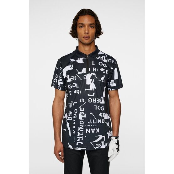 J.Lindeberg Miro Print Halbarm Polo schwarz