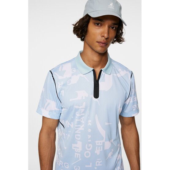 J.Lindeberg Miro Print Halbarm Polo hellblau