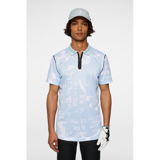 J.Lindeberg Miro Print Halbarm Polo hellblau