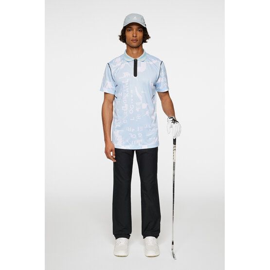 J.Lindeberg Miro Print Halbarm Polo hellblau