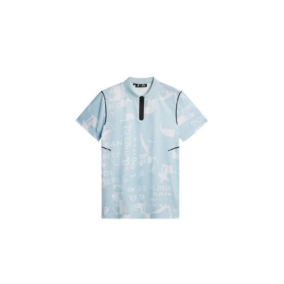 J.Lindeberg Miro Print Halbarm Polo hellblau