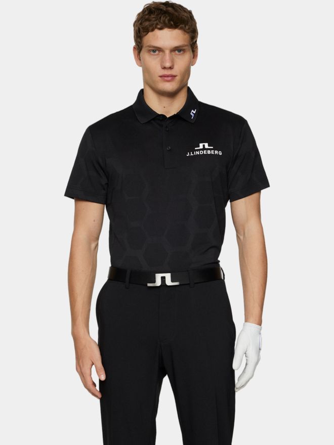 J.Lindeberg Golfová polokošile KV Tour Mesh s krátkým rukávem černá