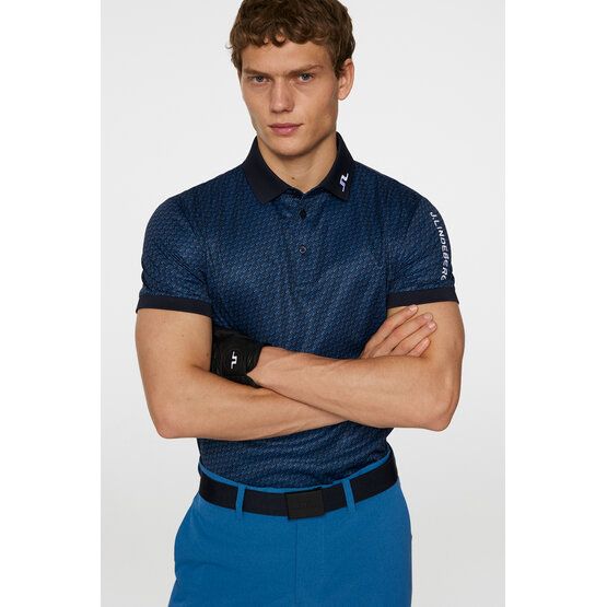 J.Lindeberg Tour Tech Print Halbarm Polo navy