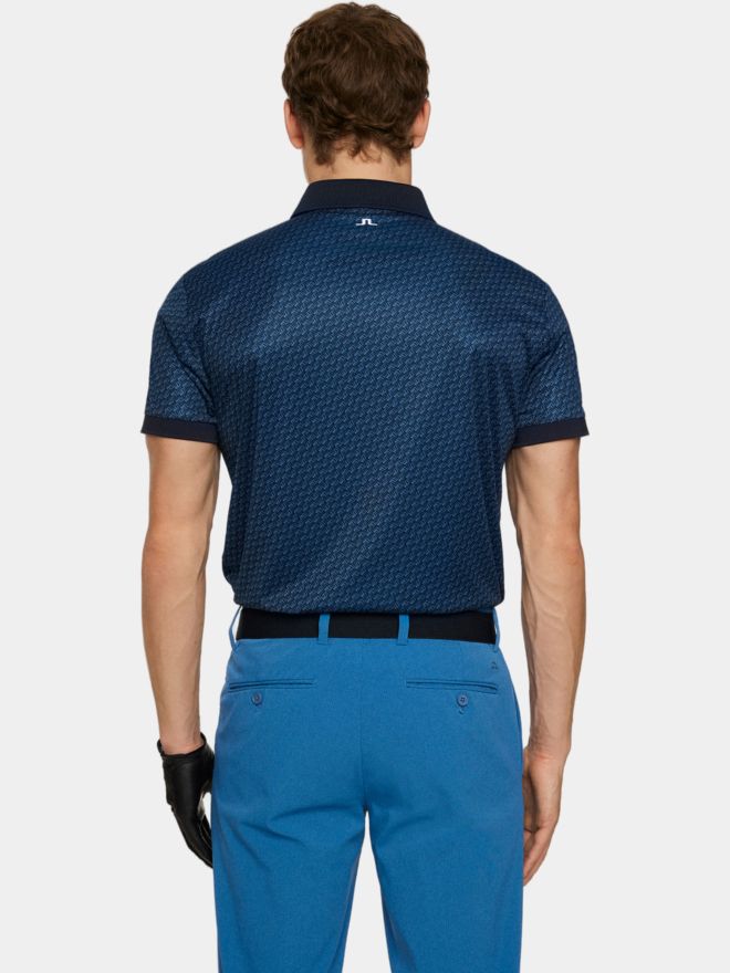 J.Lindeberg Tour Tech Print Halbarm Polo navy