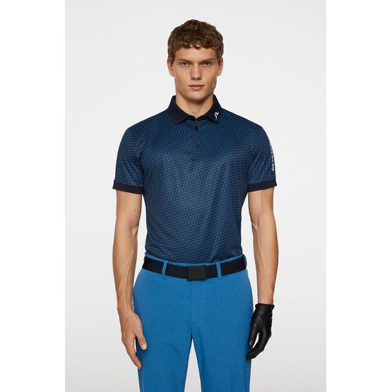 J.Lindeberg Tour Tech Print Halbarm Polo navy