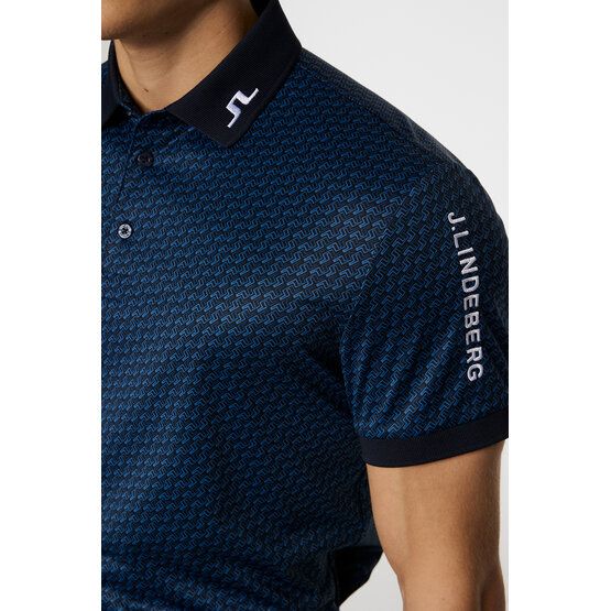 J.Lindeberg Tour Tech Print Halbarm Polo navy