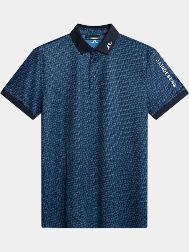 J.Lindeberg Tour Tech Print Halbarm Polo navy