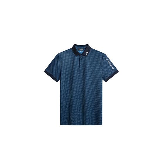 J.Lindeberg Tour Tech Print Halbarm Polo navy