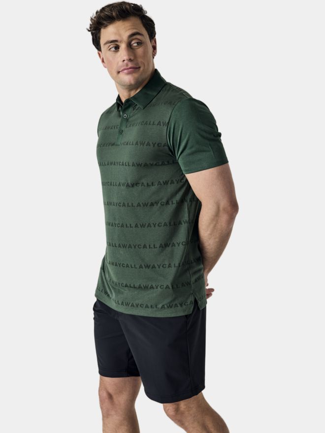 Callaway Legacy Logo Jacquard Halbarm Polo dunkelgrün