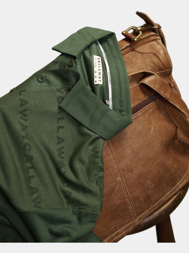 Callaway Legacy Logo Jacquard Halbarm Polo dunkelgrün