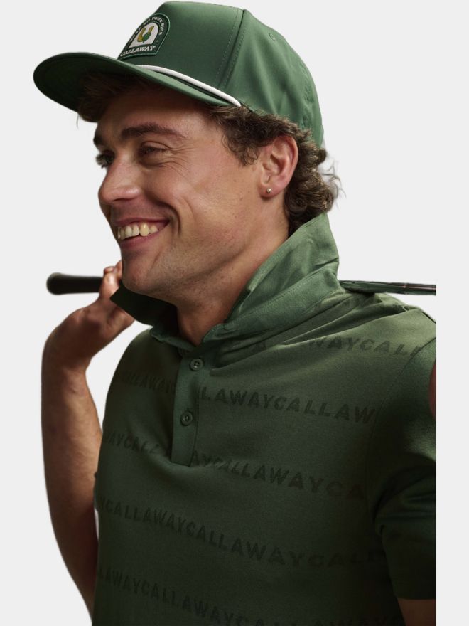Callaway Legacy Logo Jacquard Halbarm Polo dunkelgrün