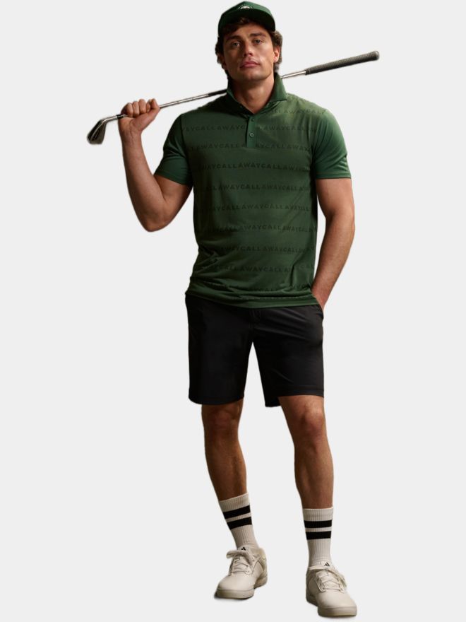 Callaway Legacy Logo Jacquard Halbarm Polo dunkelgrün