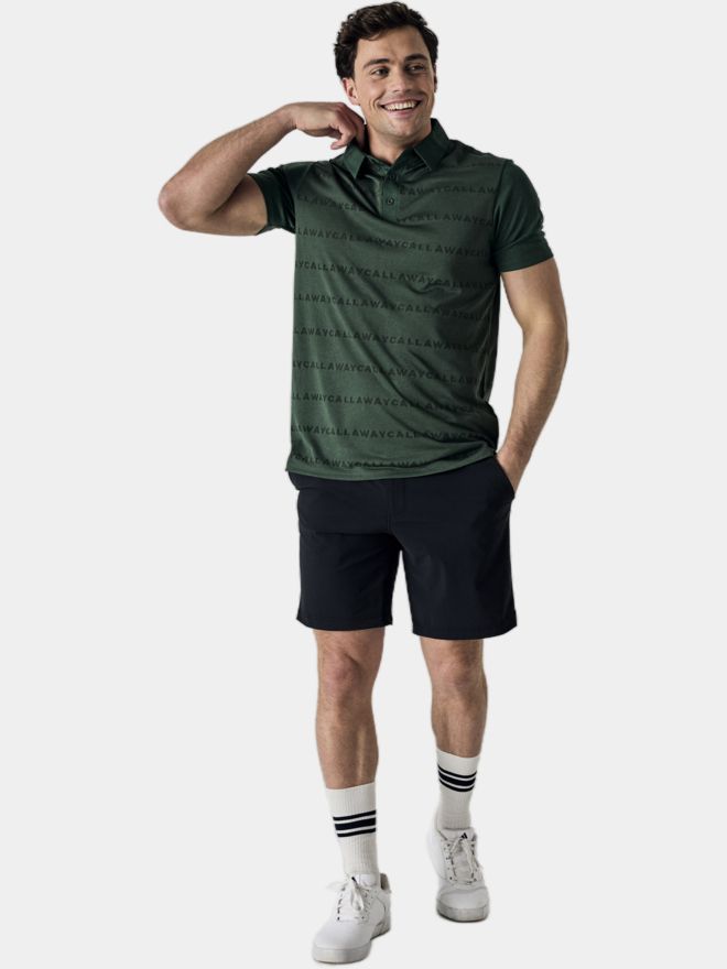 Callaway Legacy Logo Jacquard Halbarm Polo dunkelgrün