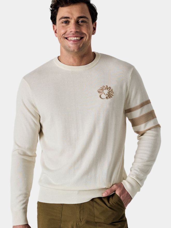 Callaway Legacy Triple Track Crew Neck Sweater Pullover ecru