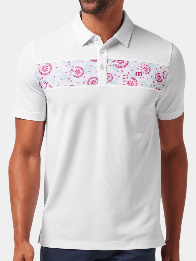TravisMathew Good Good Flourish Halbarm Polo weiß