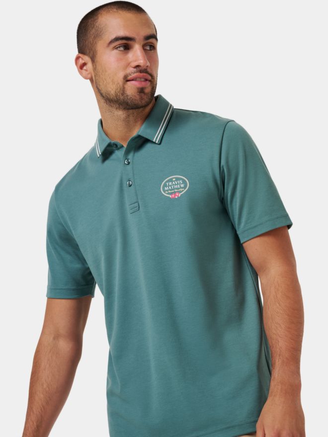 TravisMathew PATRON PARADE Halbarm Polo oliv