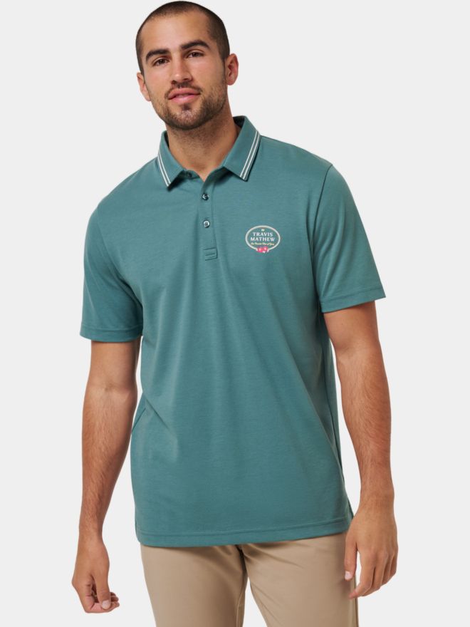 TravisMathew PATRON PARADE Halbarm Polo oliv