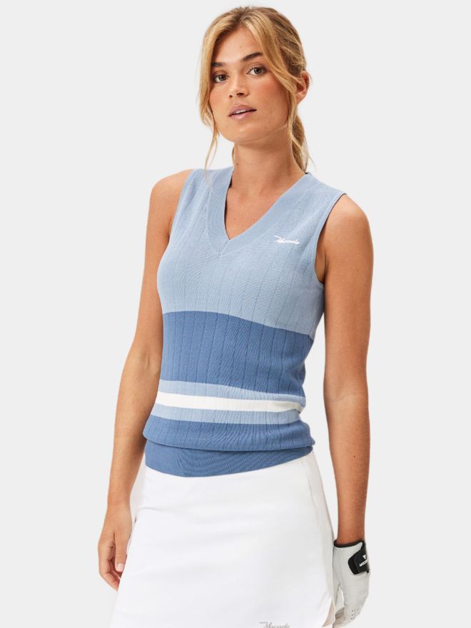 Macade Golf Ana Sleeveless V-Neck Strick Pullunder blau