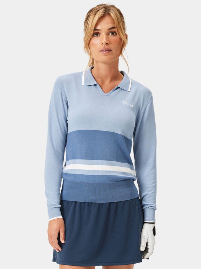 Macade Golf Ella Knit Top Langarm Polo blau