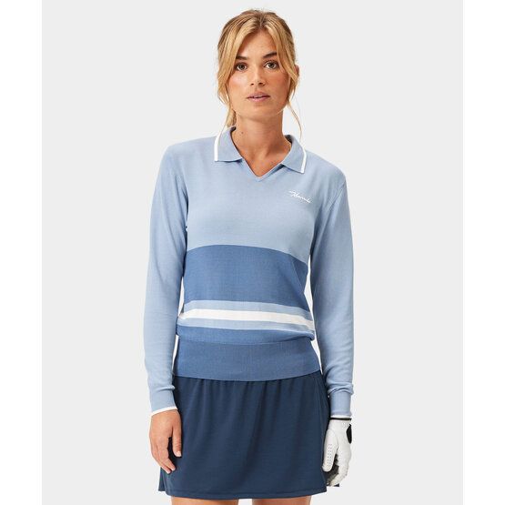 Macade Golf Ella Knit Top Langarm Polo blau